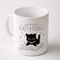 Easily Distracted By Cats And Books Funny Cat & Book Lover Mug