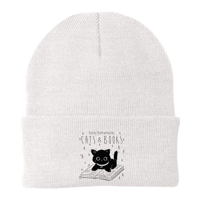Easily Distracted By Cats And Books Funny Cat & Book Lover Beanie