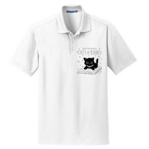 Easily Distracted By Cats And Books Funny Cat & Book Lover Dry Zone Grid Polo