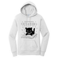 Easily Distracted By Cats And Books Funny Cat & Book Lover Women's Pullover Hoodie