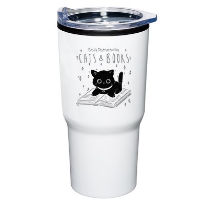 Easily Distracted By Cats And Books Funny Cat & Book Lover Tumbler