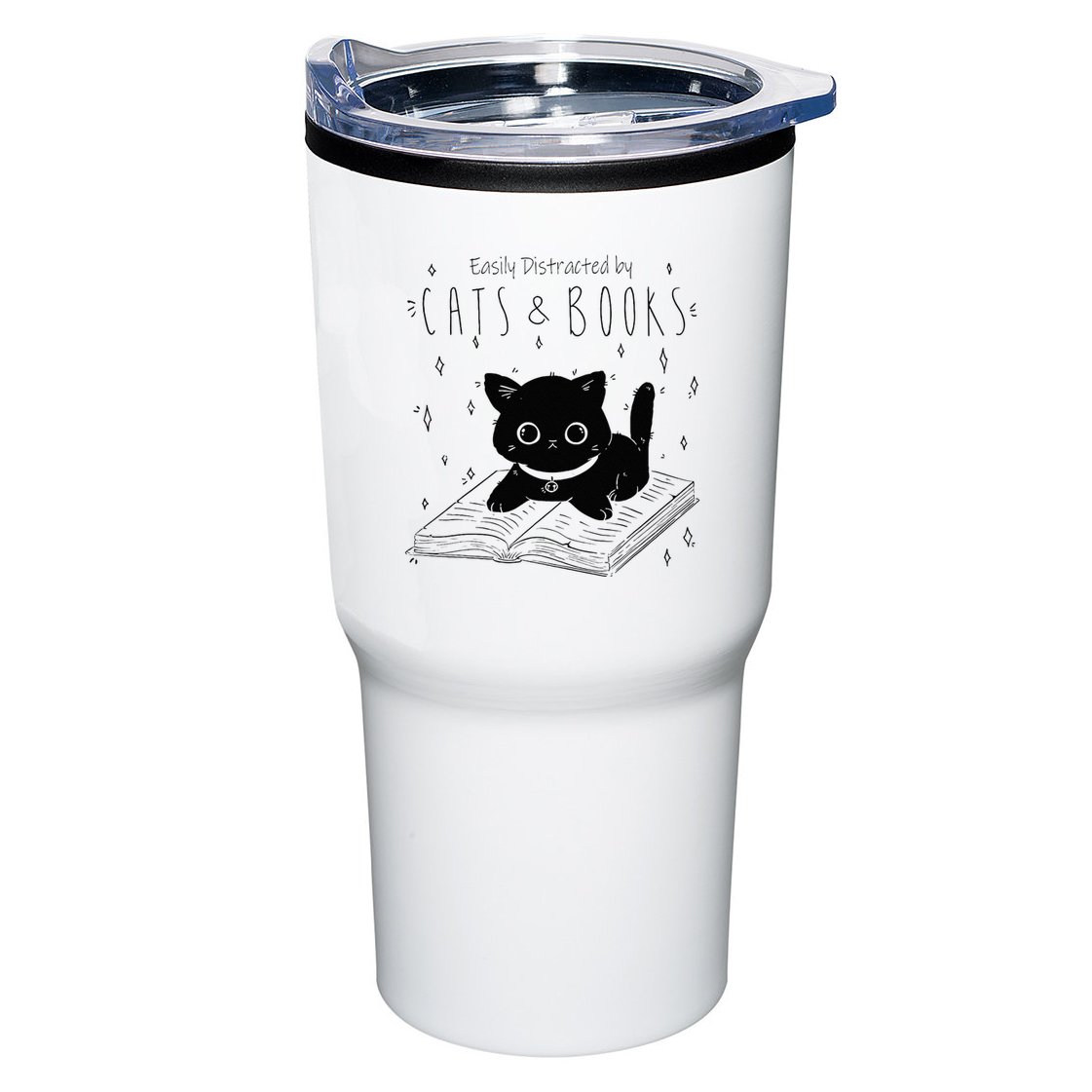 Easily Distracted By Cats And Books Funny Cat & Book Lover Tumbler