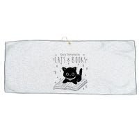 Easily Distracted By Cats And Books Funny Cat & Book Lover Large Microfiber Waffle Golf Towel