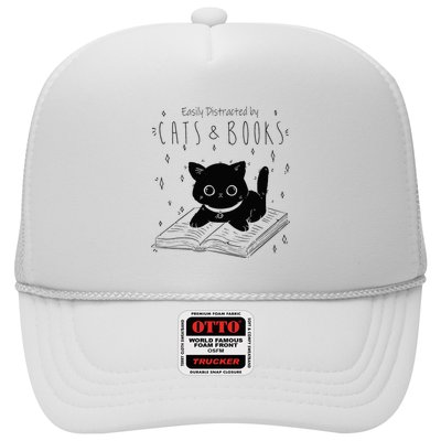 Easily Distracted By Cats And Books Funny Cat & Book Lover Trucker Hat
