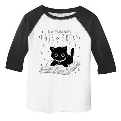 Easily Distracted By Cats And Books Funny Cat & Book Lover Toddler Fine Jersey T-Shirt