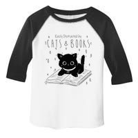 Easily Distracted By Cats And Books Funny Cat & Book Lover Toddler Fine Jersey T-Shirt