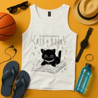 Easily Distracted By Cats And Books Funny Cat & Book Lover Tank Top