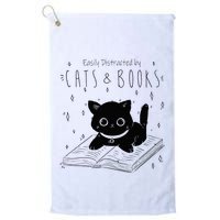 Easily Distracted By Cats And Books Funny Cat & Book Lover Golf Towel
