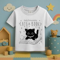 Easily Distracted By Cats And Books Funny Cat & Book Lover Toddler T-Shirt
