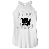 Easily Distracted By Cats And Books Funny Cat & Book Lover Women's Perfect Tri Rocker Tank