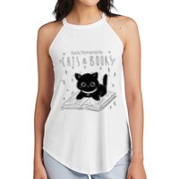 Easily Distracted By Cats And Books Funny Cat & Book Lover Women's Perfect Tri Rocker Tank