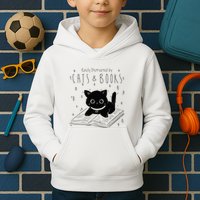 Easily Distracted By Cats And Books Funny Cat & Book Lover Kids Hoodie