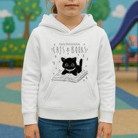 Easily Distracted By Cats And Books Funny Cat & Book Lover Kids Hoodie