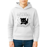 Easily Distracted By Cats And Books Funny Cat & Book Lover Kids Hoodie