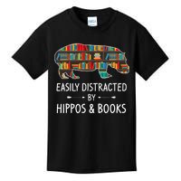 Easily Distracted By Hippos & Books Lover Gift Horse River Kids T-Shirt