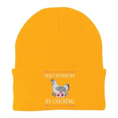 Easily Distracted By Chickens For Chicken Lovers Funny Knit Cap Winter Beanie