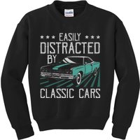 Easily Distracted By Classic Cars Funny Old Vintage Car Guy Kids Sweatshirt