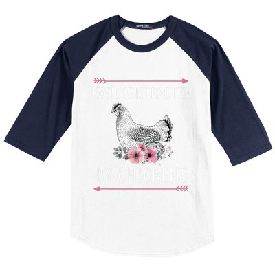 Easily Distracted By Chickens For Chicken Lovers Funny Baseball Sleeve Shirt