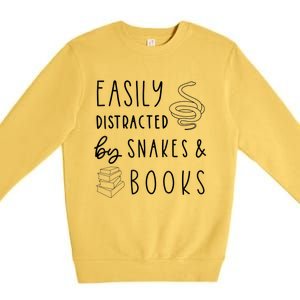 Easily Distracted By Snakes & Book Premium Crewneck Sweatshirt