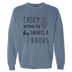 Easily Distracted By Snakes & Book Garment-Dyed Sweatshirt