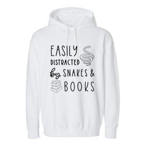 Easily Distracted By Snakes & Book Garment-Dyed Fleece Hoodie