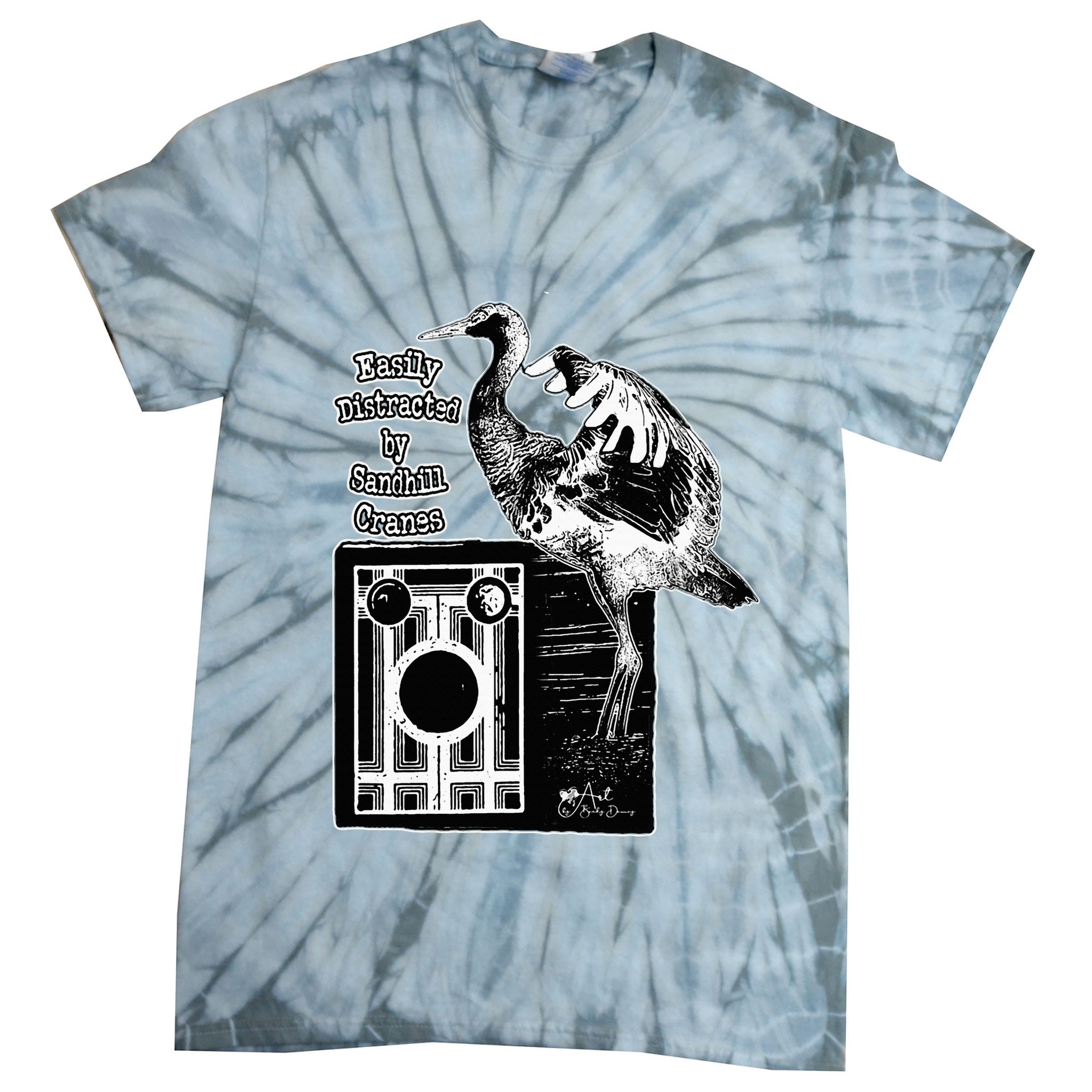 Easily Distracted By Sandhill Cranes Wantique Camera Tie-Dye T-Shirt