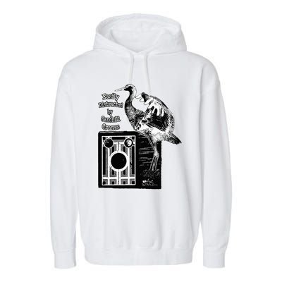 Easily Distracted By Sandhill Cranes Wantique Camera Garment-Dyed Fleece Hoodie