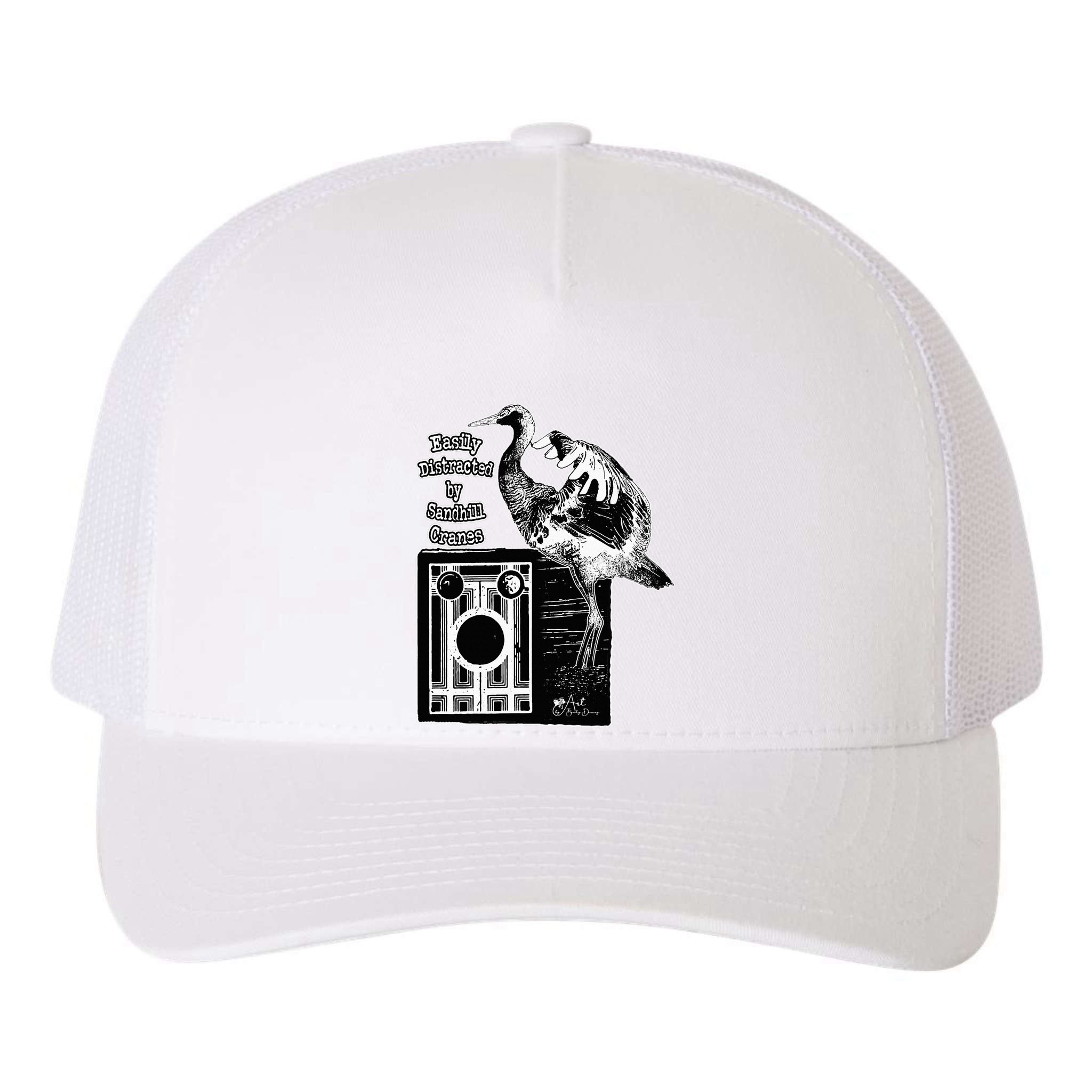 Easily Distracted By Sandhill Cranes Wantique Camera Yupoong Adult 5-Panel Trucker Hat
