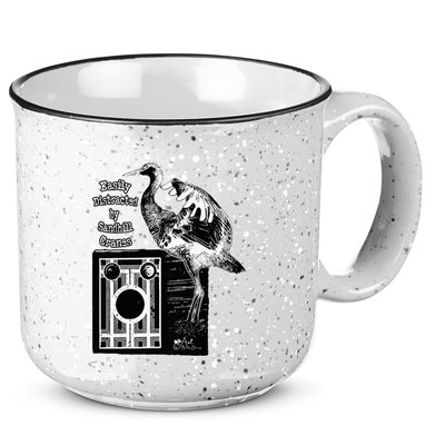 Easily Distracted By Sandhill Cranes Wantique Camera 15oz Campfire Ceramic Mug