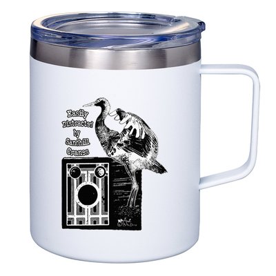 Easily Distracted By Sandhill Cranes Wantique Camera 12oz Stainless Steel Coffee Mug