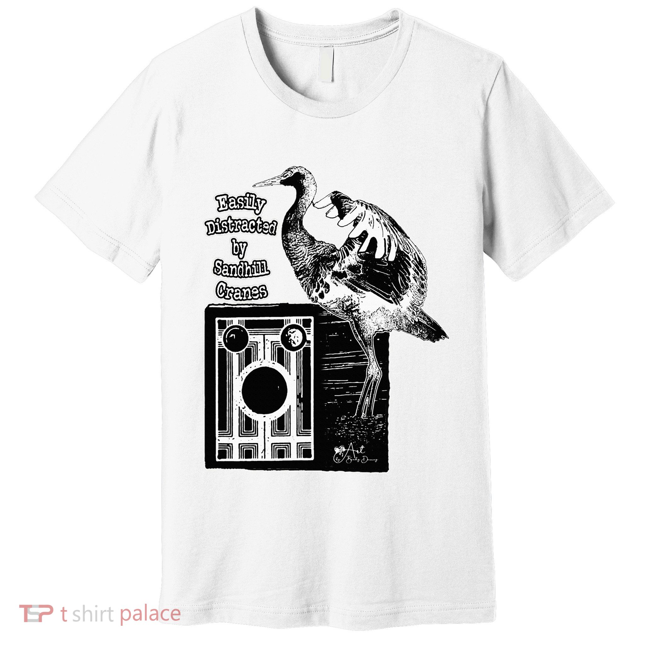 Easily Distracted By Sandhill Cranes Wantique Camera Premium T-Shirt