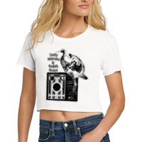 Easily Distracted By Sandhill Cranes Wantique Camera Women's Crop Top Tee