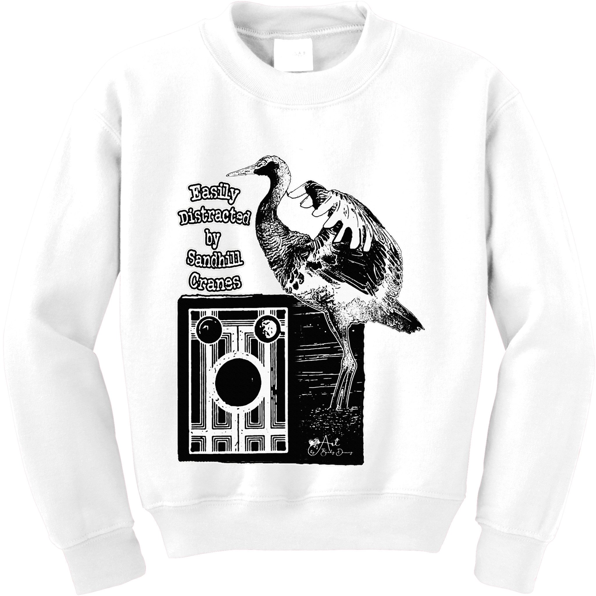 Easily Distracted By Sandhill Cranes Wantique Camera Kids Sweatshirt