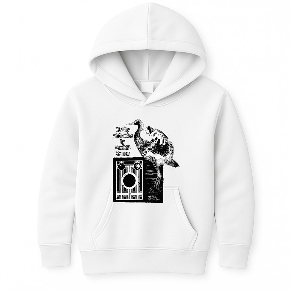 Easily Distracted By Sandhill Cranes Wantique Camera Kids Hoodie
