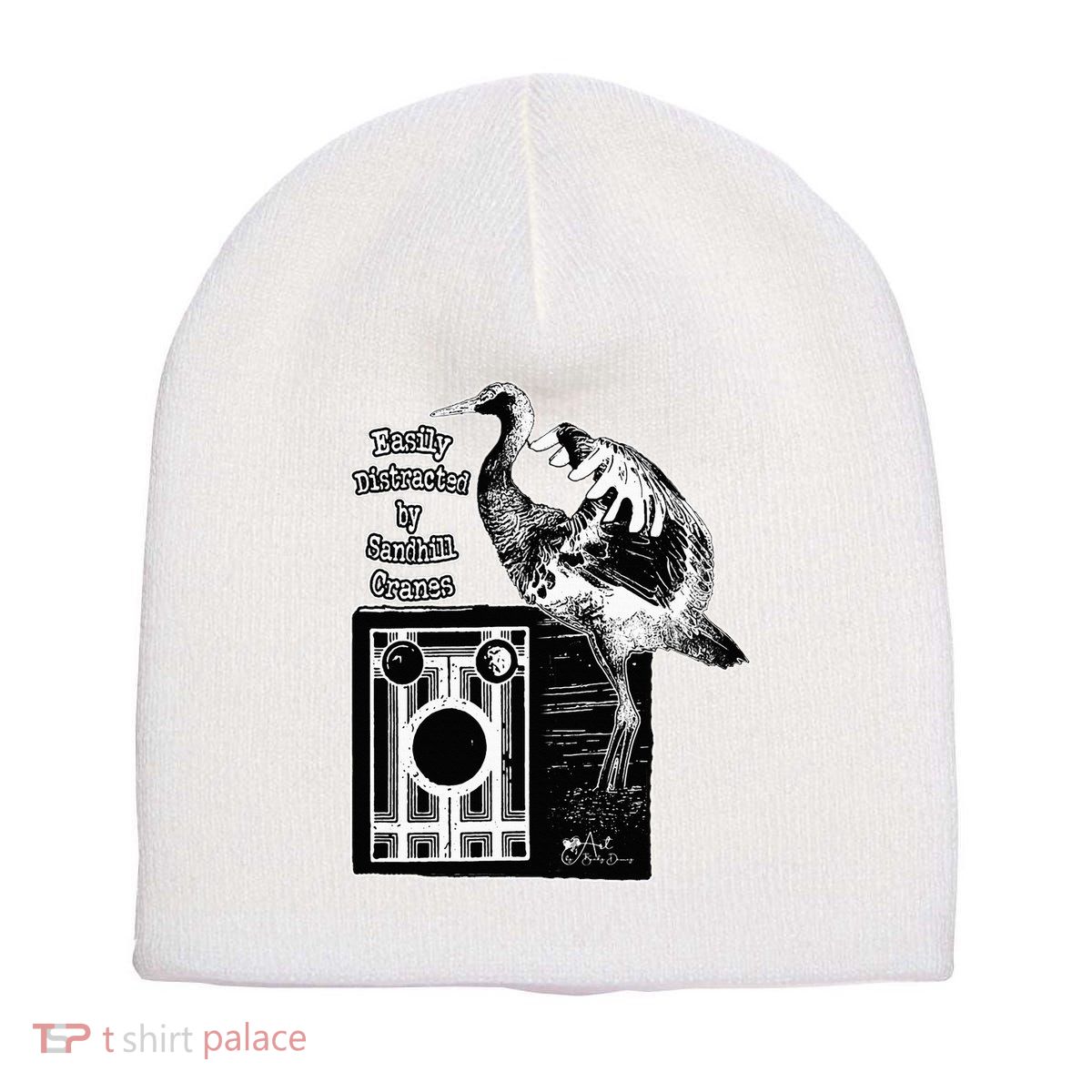 Easily Distracted By Sandhill Cranes Wantique Camera Short Acrylic Beanie