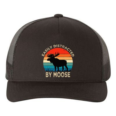 Easily Distracted By Moose Vintage Funny Moose Yupoong Adult 5-Panel Trucker Hat