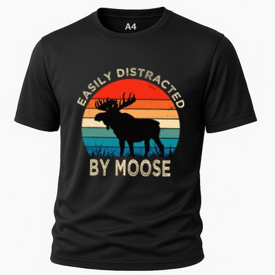 Easily Distracted By Moose Vintage Funny Moose Performance Shirt