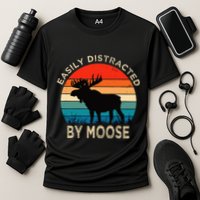 Easily Distracted By Moose Vintage Funny Moose Performance Shirt