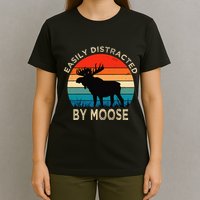 Easily Distracted By Moose Vintage Funny Moose T-Shirt