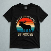 Easily Distracted By Moose Vintage Funny Moose T-Shirt
