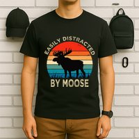 Easily Distracted By Moose Vintage Funny Moose T-Shirt