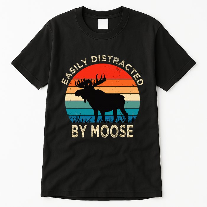 Easily Distracted By Moose Vintage Funny Moose Tall T-Shirt