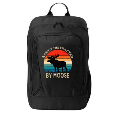 Easily Distracted By Moose Vintage Funny Moose City Backpack