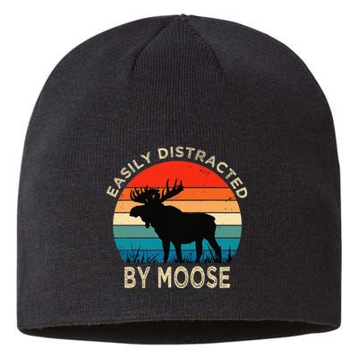 Easily Distracted By Moose Vintage Funny Moose Sustainable Beanie