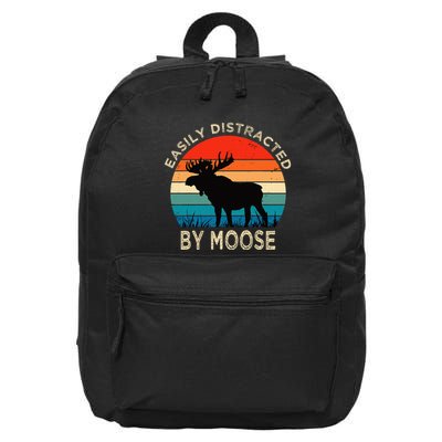 Easily Distracted By Moose Vintage Funny Moose 16 in Basic Backpack