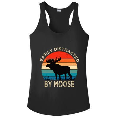 Easily Distracted By Moose Vintage Funny Moose Ladies PosiCharge Competitor Racerback Tank