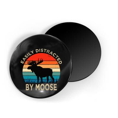 Easily Distracted By Moose Vintage Funny Moose Magnet