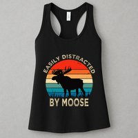 Easily Distracted By Moose Vintage Funny Moose Womens Tank Top