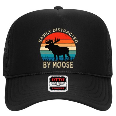 Easily Distracted By Moose Vintage Funny Moose Trucker Hat