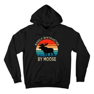 Easily Distracted By Moose Vintage Funny Moose Tall Hoodie